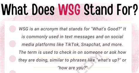 what does wsg mean in texting|WSG Meaning in Text, and How to Use It in Text Messages